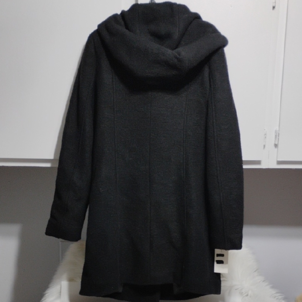 SALE! NWT Marc New York Black Hooded Flair Wool Blend Coat (A-71 CRATE) - Picture 8 of 10